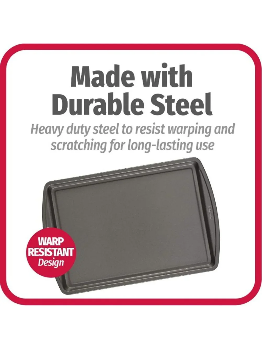 Nonstick Baking Sheet Set - 3 Standard Cookie Pans, Scratch-Resistant, 13x9-Inch